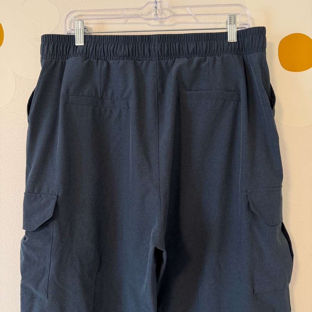 Albion Wide Leg Cropped Cargo Pants in True Blue Gray Audrey - Picture 5 of 10